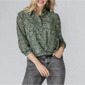 CAbi #4339 Caliber Moss Green Blouse, Size Med